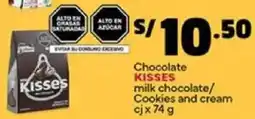 Plaza Vea Kisses chocolate milk chocolate/ cookies and cream cj oferta