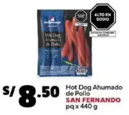 Plaza Vea San fernando hot dog ahumado de pollo pq oferta
