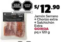 Plaza Vea Goikoa jamón serrano + chorizo extra + salchichón extra pq oferta