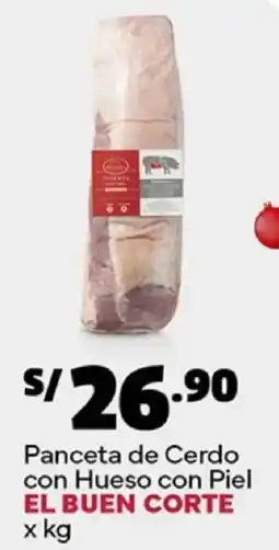 Plaza Vea El buen corte panceta de cerdo con hueso con piel oferta