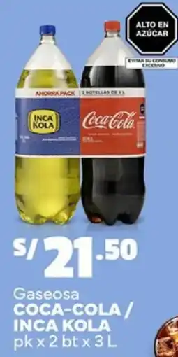 Plaza Vea Coca-cola / inca kola gaseosa oferta