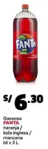 Plaza Vea Fanta gaseosa naranja/ kola inglesa / manzana bt oferta