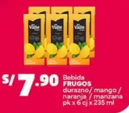 Plaza Vea Frugos bebida durazno/mango/ naranja/manzana oferta