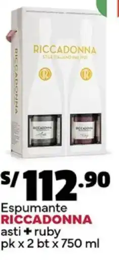 Plaza Vea Riccadonna espumante asti + ruby oferta