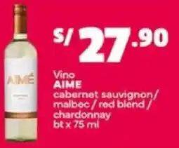Plaza Vea Aime vino cabernet sauvignon/ malbec/red blend/ chardonnay bt oferta