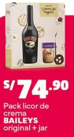 Plaza Vea Bailey pack licor de crema original + jar oferta