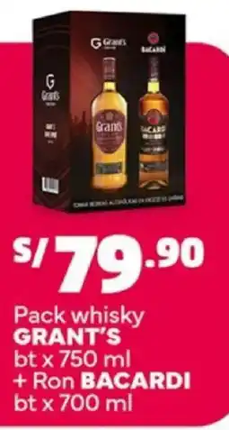 Plaza Vea Grant's pack whisky bt oferta