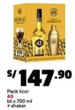 Plaza Vea 43 pack licor bt oferta