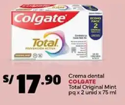 Plaza Vea Colgate crema dental total original mint oferta