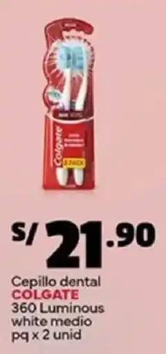 Plaza Vea Colgate cepillo dental 360 luminous white medio pq oferta
