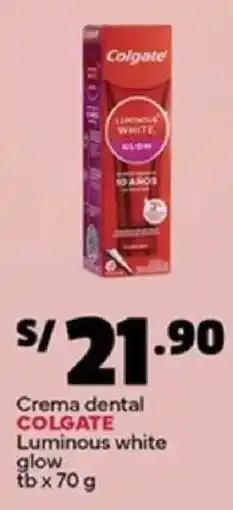 Plaza Vea Colgate crema dental luminous white glow tb oferta