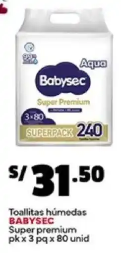 Plaza Vea Babysec toallitas húmedas super premium oferta