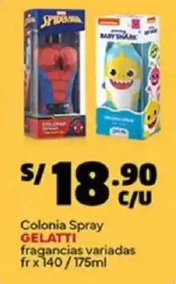Plaza Vea Gelatti colonia spray fragancias variadas fr oferta