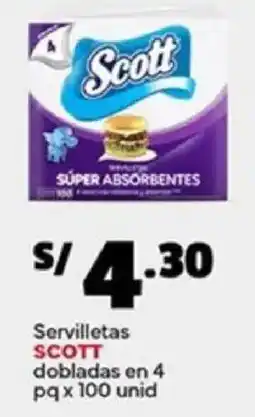 Plaza Vea Scott servilletas dobladas en 4 oferta