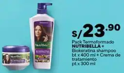 Plaza Vea Nutribella pack termoformado + biokeratina shampoo oferta
