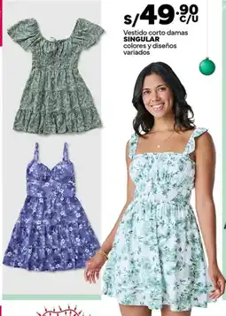 Plaza Vea Singular vestido corto damas colores y diseños variados oferta
