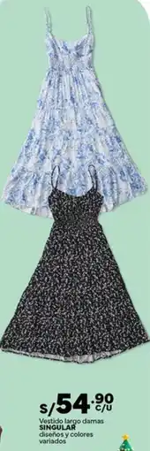 Plaza Vea Singular vestido largo damas diseños y colores variados oferta