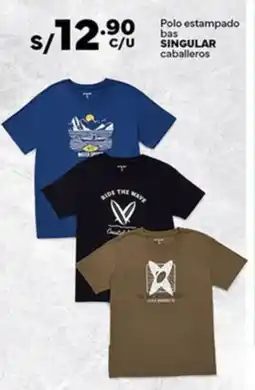 Plaza Vea Singular polo estampado bas caballeros oferta