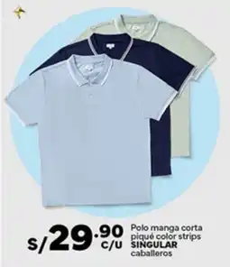 Plaza Vea Singular polo manga corta piqué color strips caballeros oferta
