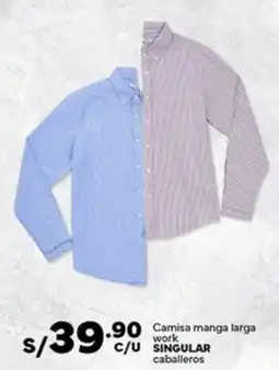 Plaza Vea Singular camisa manga larga work caballeros oferta