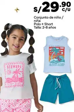 Plaza Vea Conjunto de niño / niña polo + short oferta