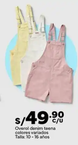 Plaza Vea Overol denim teena colores variados oferta