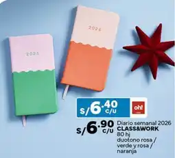 Plaza Vea Class&work diario semanal 2026 80 hj oferta