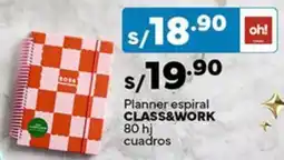 Plaza Vea Class&work planner espiral 80 hj cuadros oferta
