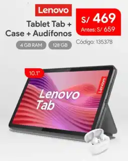 Hiraoka Lenovo tablet tab + case + audífonos oferta