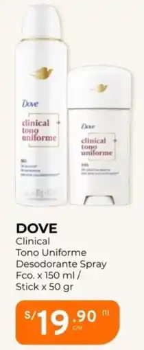 Mifarma Dove clinical tono uniforme desodorante spray oferta