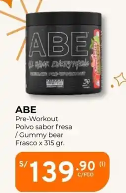 Mifarma Abe pre-workout polvo sabor fresa /gummy bear frasco oferta