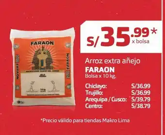 Makro Arroz extra añejo faraon 10kg oferta