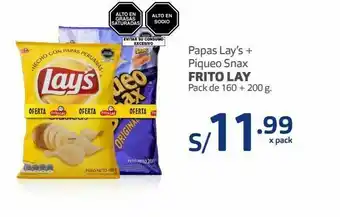 Makro Papas lays + piqueo snack 160g + 200g oferta