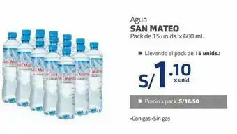 Makro Agua san mateo 15und x 600ml oferta
