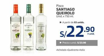 Makro Pisco santiago queirolo 750ml oferta