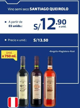 Makro Vino semi seco santiago queirolo 750ml oferta