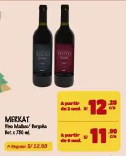 MaxiAhorro Merkat vino malbec/ borgoña oferta