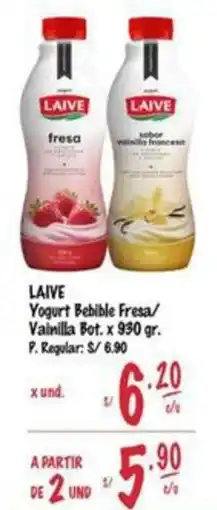 MaxiAhorro Laive yogurt bebible fresa/ vainilla bot. oferta