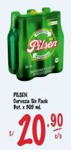 MaxiAhorro Pilsen cerveza six pack bot. oferta