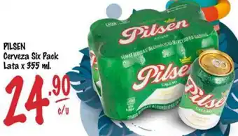 Pilsen cerveza six pack lata