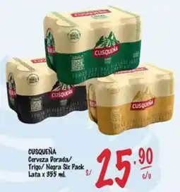 MaxiAhorro Cusqueña cerveza dorada/ trigo/ negra six pack lata oferta
