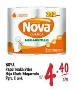 MaxiAhorro Nova papel toalla doble hoja clasic megarrollo pate. oferta