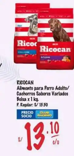 MaxiAhorro Ricocan alimento para perro adulto/ cachorros sabores variados bolsa oferta