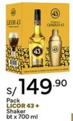 Plaza Vea Licor 43 pack + shaker bt. oferta