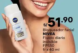 Plaza Vea Nivea Fluido diario invisible FPS50 oferta