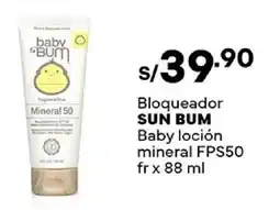 Plaza Vea Sun Bum Baby loción mineral FPS50 oferta