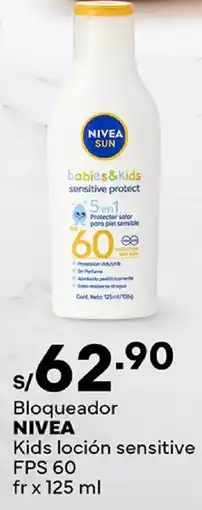Plaza Vea Nivea bloqueador kids loción sensitive fps 60 fr oferta