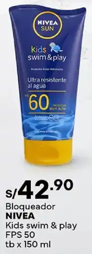 Plaza Vea Nivea bloqueador kids swim & play fps 50 tb oferta