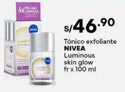 Plaza Vea Nivea tónico exfoliante luminous skin glow fr oferta