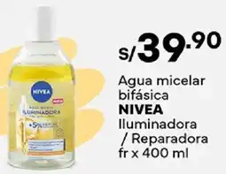 Plaza Vea Nivea agua micelar bifásica iluminadora /reparadora fr oferta